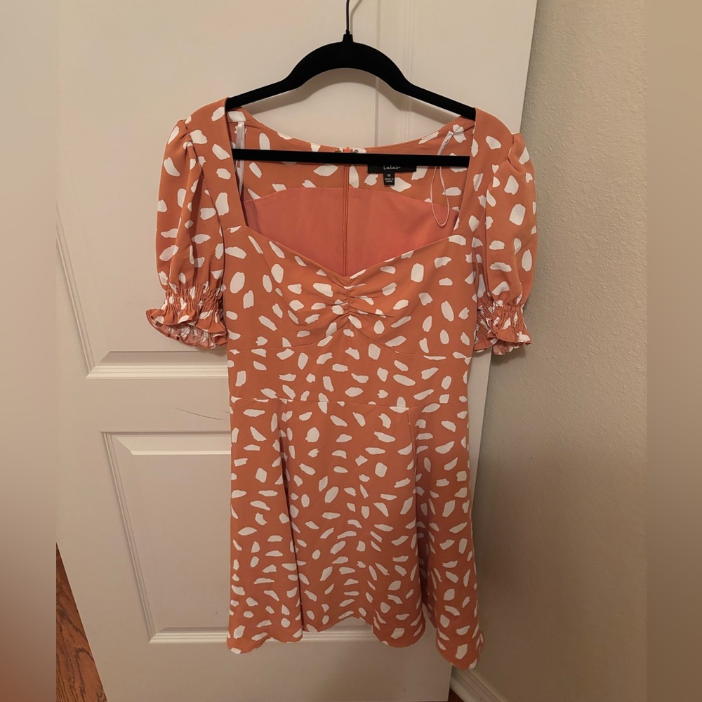 Lulu's Terracotta and White Patterned Blouse